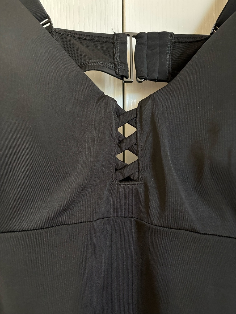 Livi for Lane Bryant Crisscross Front Black Swimsuit top 42DDD